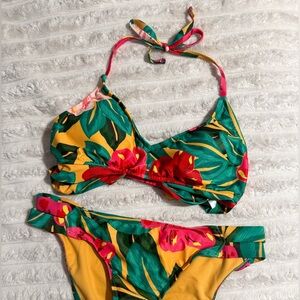 tropical floral bikini set